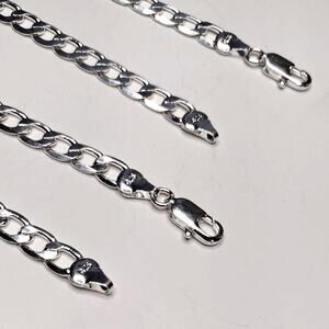 Sterling silver 925 Bracelet & Necklace Gift Set Cuban Chain Christmas Birthday!